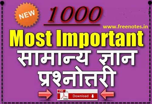 1000 Most Important GK Hindi book 2018 PDF Download