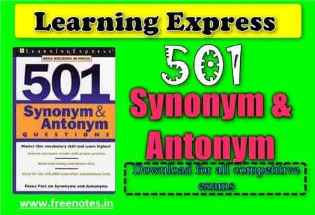 Synonym and Antonym 501 Questions book PDF Download