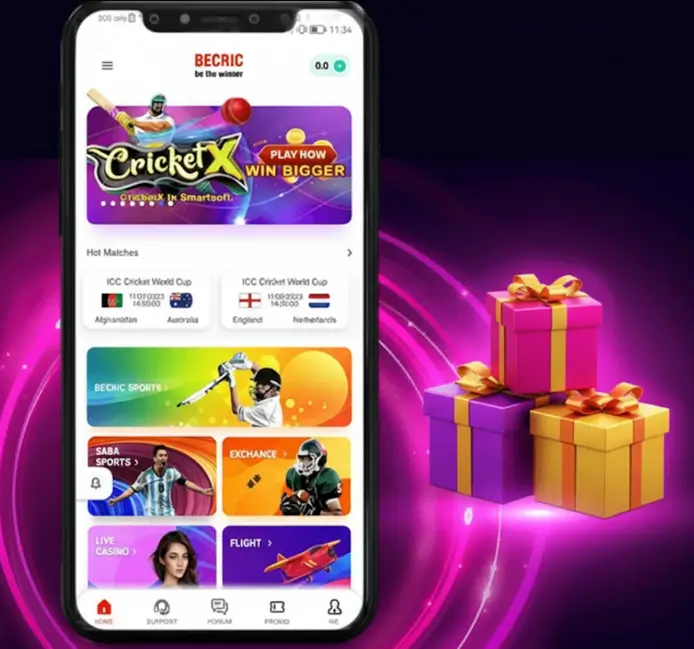 Promotional graphic illustrating how to claim the Becric welcome bonus after logging in or signing up