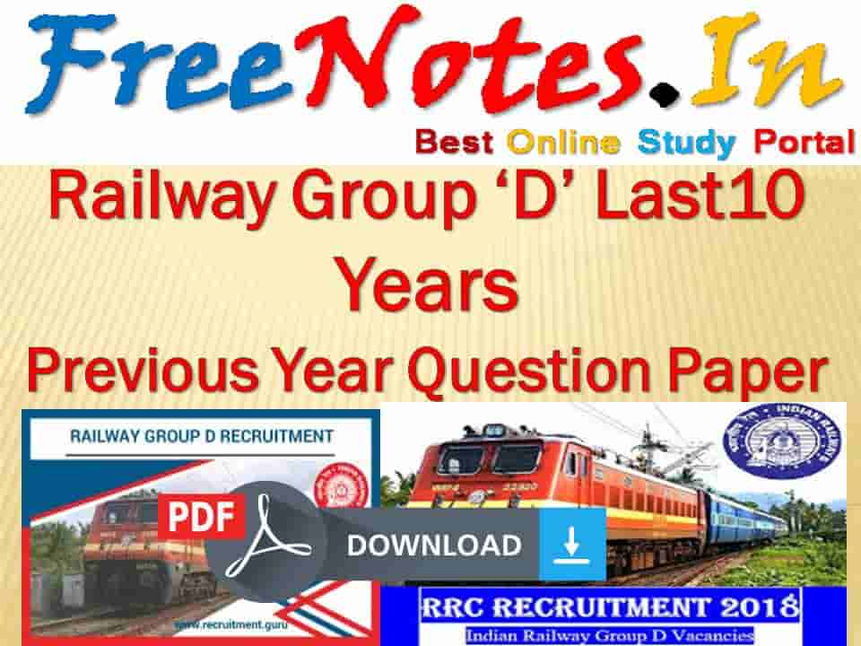 Railway Group ‘D’ Last 10 Years Previous Year Question Paper
