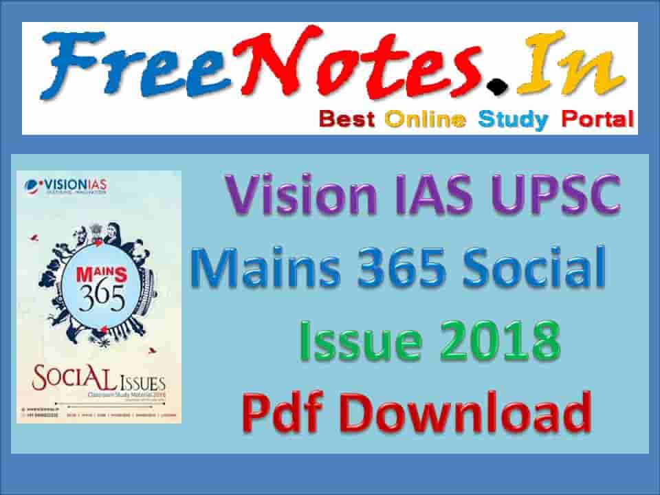 Vision IAS UPSC Mains 365 Social Issue 2018
