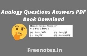Analogy Questions Answers PDF Book Download