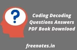 Coding Decoding Questions Answers PDF Book Download