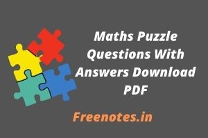 Maths Puzzle Questions With Answers Download PDF