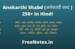 Anekarthi Shabd (अनेकार्थी शब्द ) 250+ In Hindi