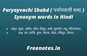 Paryayvachi Shabd ( पर्यायवाची शब्द ) Synonym words In Hindi