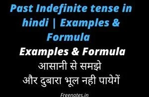 Past Indefinite tense in hindi Examples & Formula